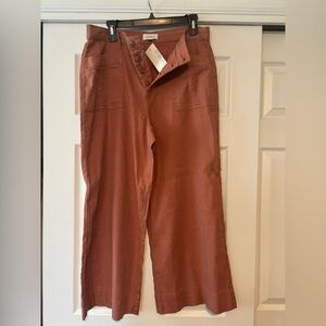 NWT- Evereve Joelle Wide leg Button-Up crop pants in Terracotta